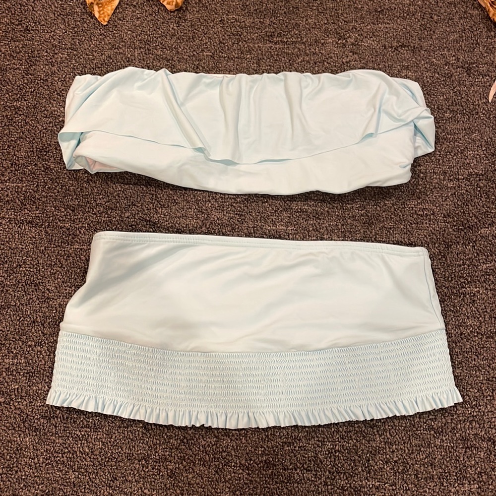 Baby blue brand new pilyq bandeau bikini tops
